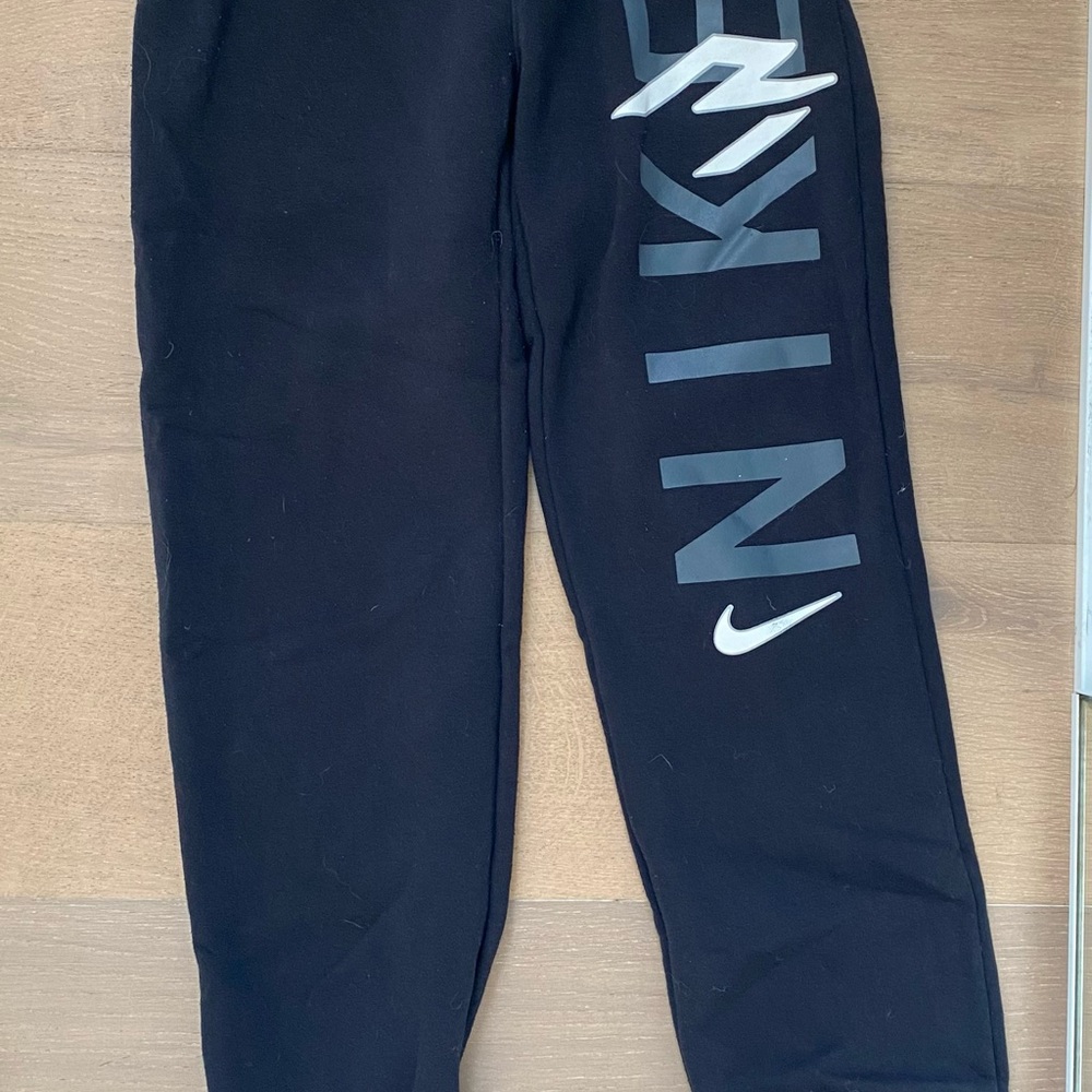 Nike Kids Black Sweatpants with Gray Logo